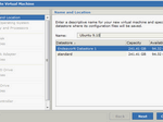 Give your Virtual Machine a name and choose a datastore