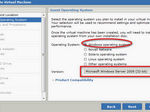 For Guest Operating System choose Windows Server 2008 and 32 bit version